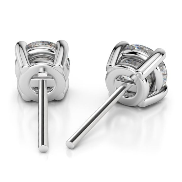4.0 ct.tw Round Moissanite Stud Earring 14k White Gold,D-VVS1 - Picture 3 of 4